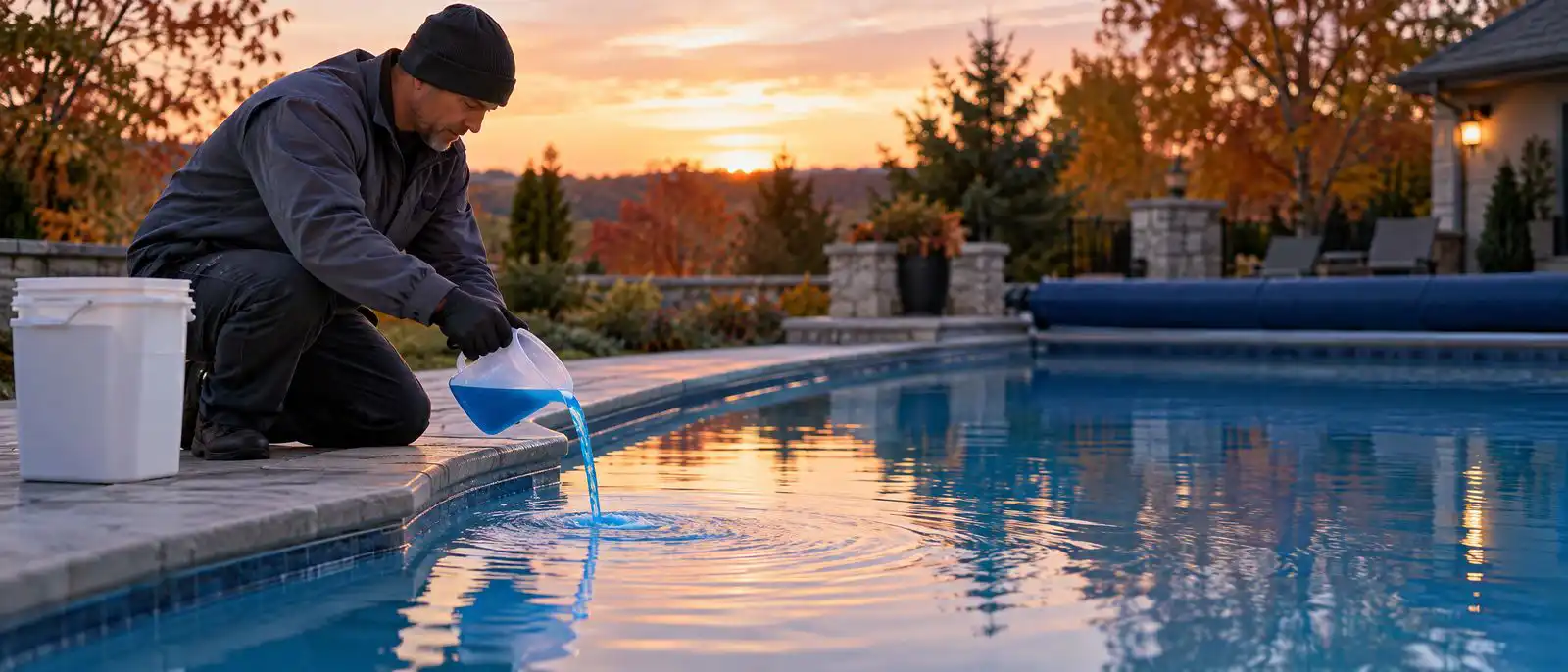 Pool technician cleaning a Toorak pool after winter