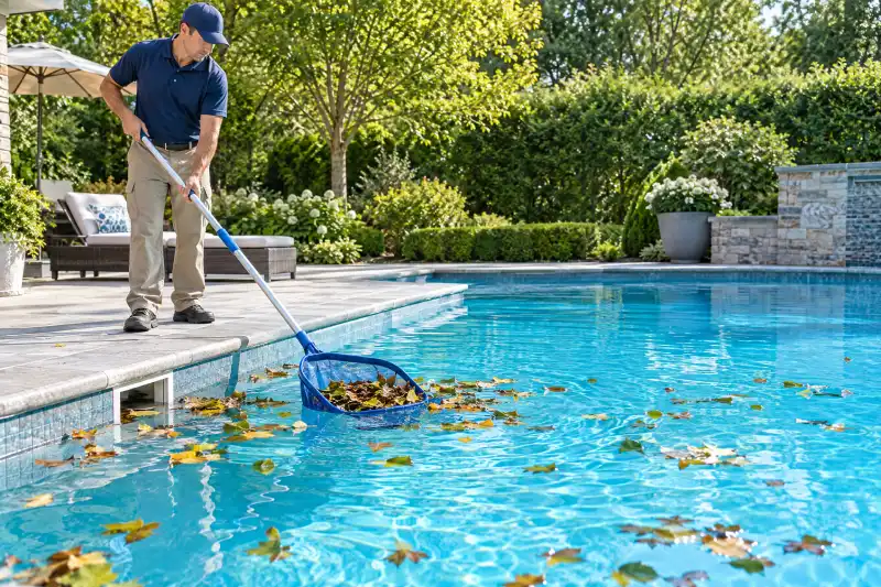 Pool being prepared for Christmas guests
